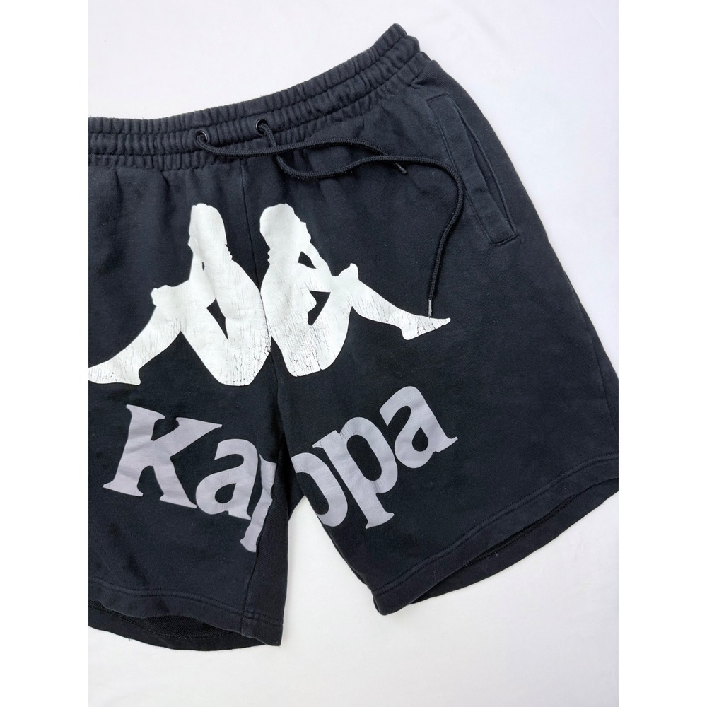 Kappa Mens Black Graphic Omini Logo Sweat Shorts XL Drawstring Pockets
